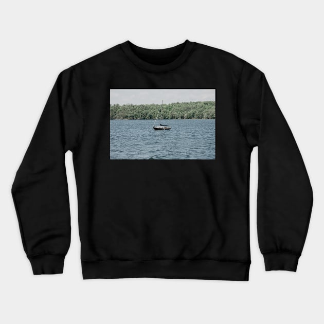 boat on the lake Crewneck Sweatshirt by LindsayVaughn